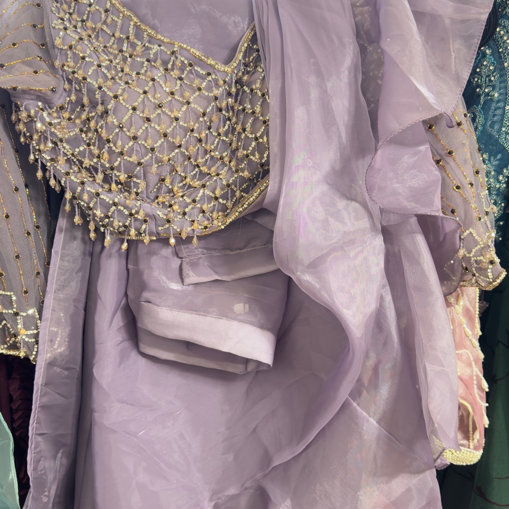 Lavish Lilac Saree with Golden Detailing